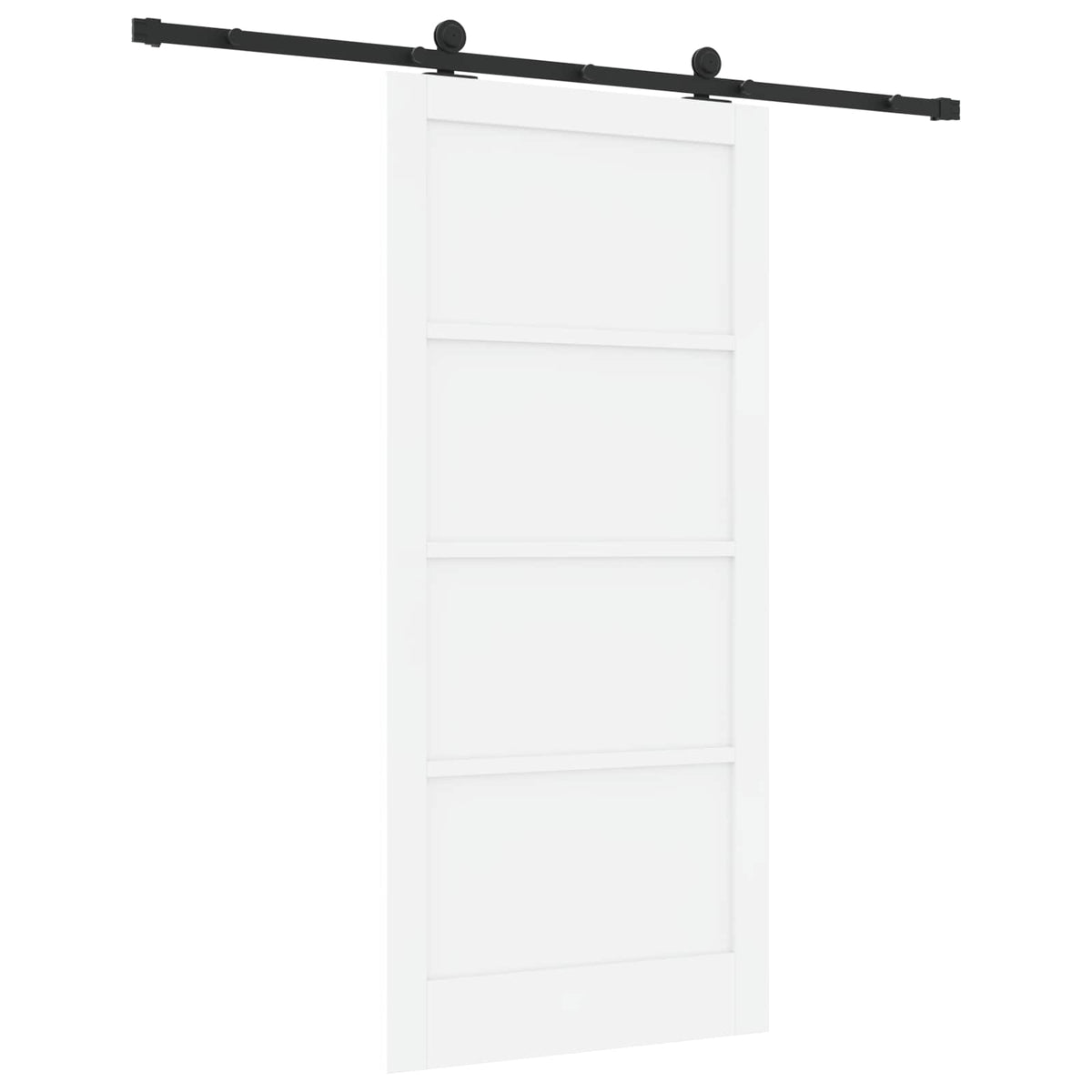 Συρόμενη Πόρτα 93 x 202 cm Επεξεργασμένο Ξύλο Λευκό και Μαύρο - Pakobazaar