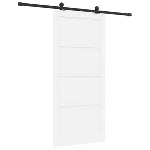 Συρόμενη Πόρτα 93 x 202 cm Επεξεργασμένο Ξύλο Λευκό και Μαύρο - Pakobazaar