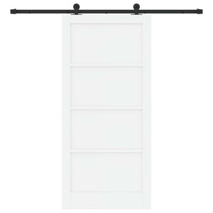 Συρόμενη Πόρτα 93 x 202 cm Επεξεργασμένο Ξύλο Λευκό και Μαύρο - Pakobazaar