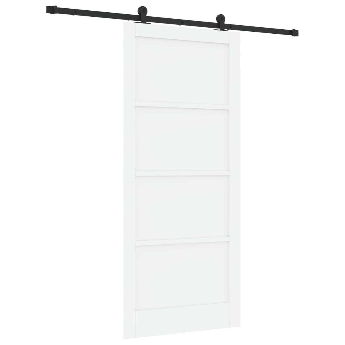Συρόμενη Πόρτα 93 x 211 cm Επεξεργασμένο Ξύλο Λευκό και Μαύρο - Pakobazaar