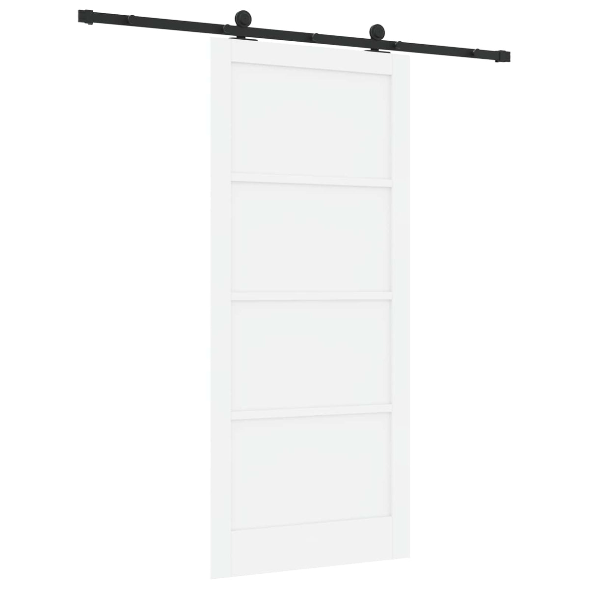Συρόμενη Πόρτα 93 x 211 cm Επεξεργασμένο Ξύλο Λευκό και Μαύρο - Pakobazaar