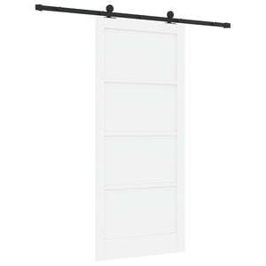 Συρόμενη Πόρτα 93 x 211 cm Επεξεργασμένο Ξύλο Λευκό και Μαύρο - Pakobazaar