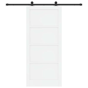 Συρόμενη Πόρτα 93 x 211 cm Επεξεργασμένο Ξύλο Λευκό και Μαύρο - Pakobazaar