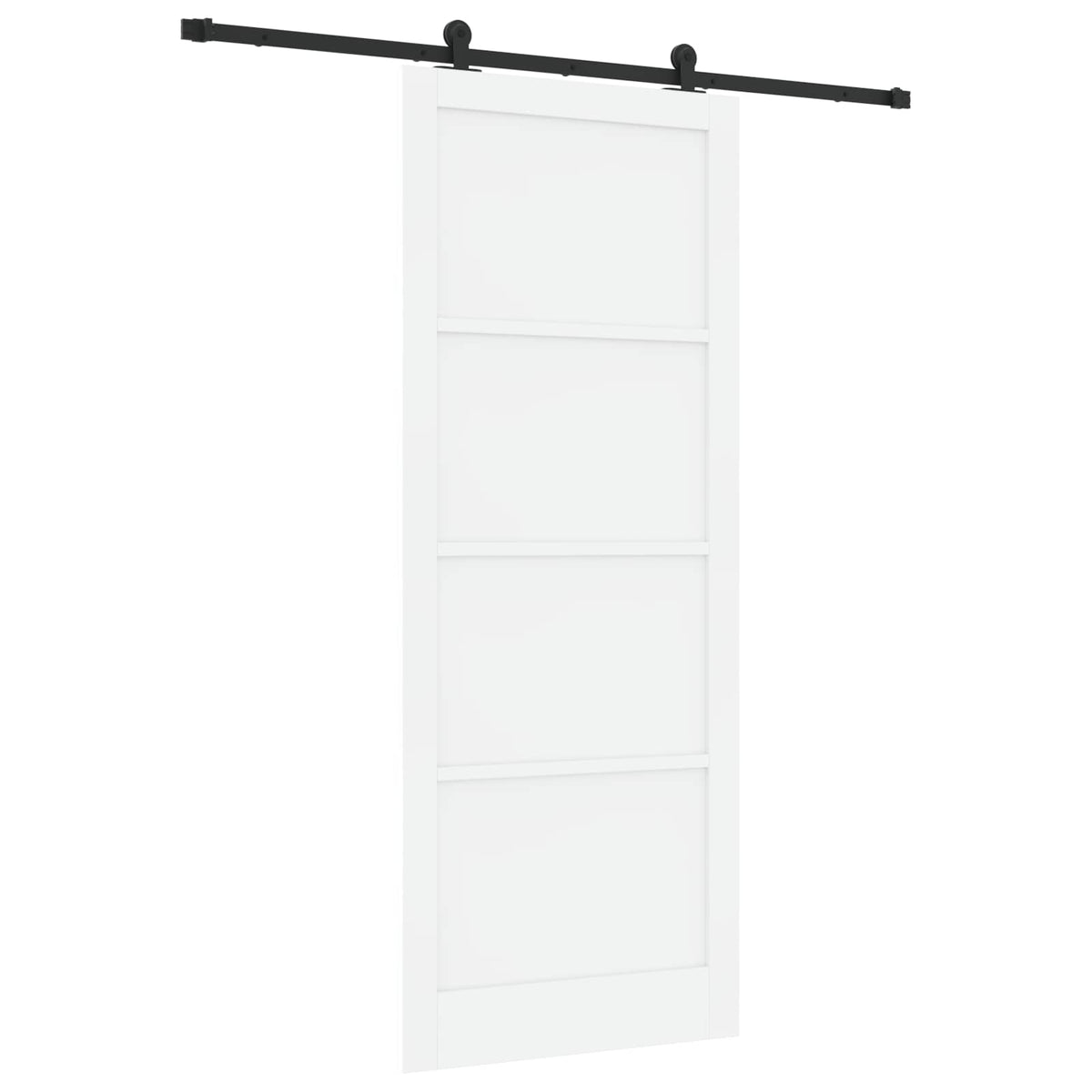 Συρόμενη Πόρτα 93 x 232 cm Επεξεργασμένο Ξύλο Λευκό και Μαύρο - Pakobazaar