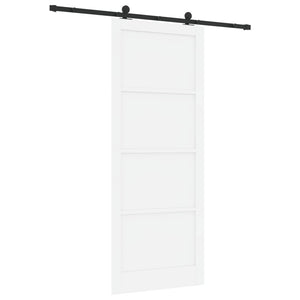 Συρόμενη Πόρτα 93 x 232 cm Επεξεργασμένο Ξύλο Λευκό και Μαύρο - Pakobazaar