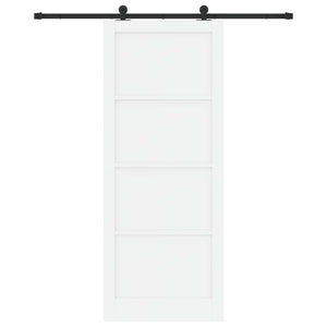 Συρόμενη Πόρτα 93 x 232 cm Επεξεργασμένο Ξύλο Λευκό και Μαύρο - Pakobazaar