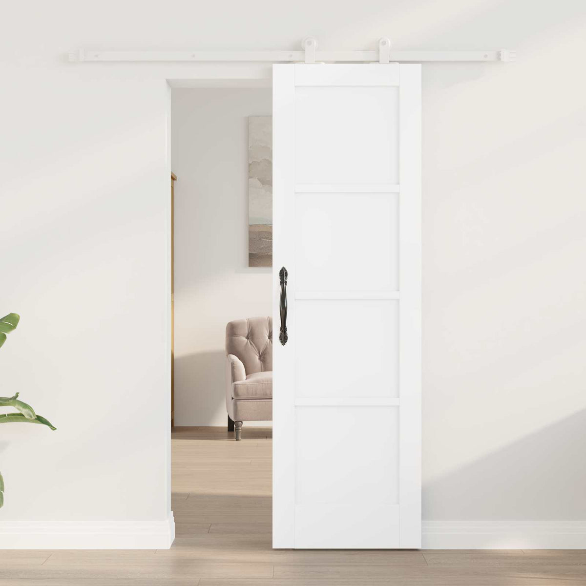 Συρόμενη Πόρτα 61 x 198,5 cm Επεξεργασμένο Ξύλο Λευκό - Pakobazaar