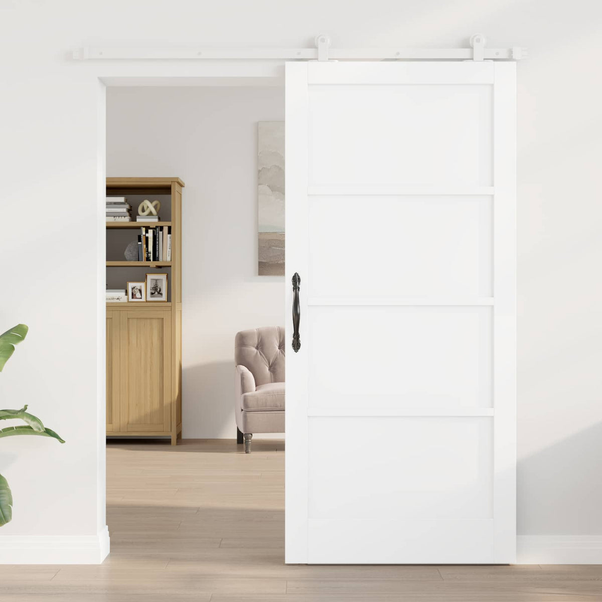 Συρόμενη Πόρτα 93 x 202 cm Επεξεργασμένο Ξύλο Λευκό