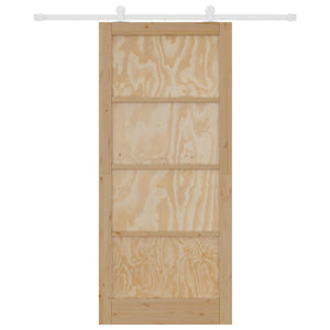 Συρόμενη Πόρτα 93 x 211 cm Επεξεργασμένο Ξύλο Φυσικό και Λευκό