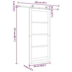 Συρόμενη Πόρτα 93 x 211 cm Επεξεργασμένο Ξύλο Φυσικό και Λευκό