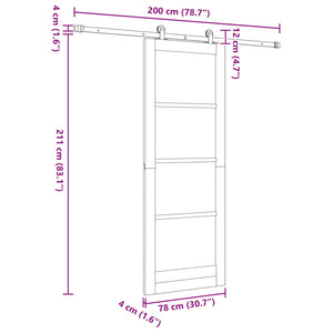Συρόμενη Πόρτα 78 x 211 cm Επεξεργασμένο Ξύλο Λευκό