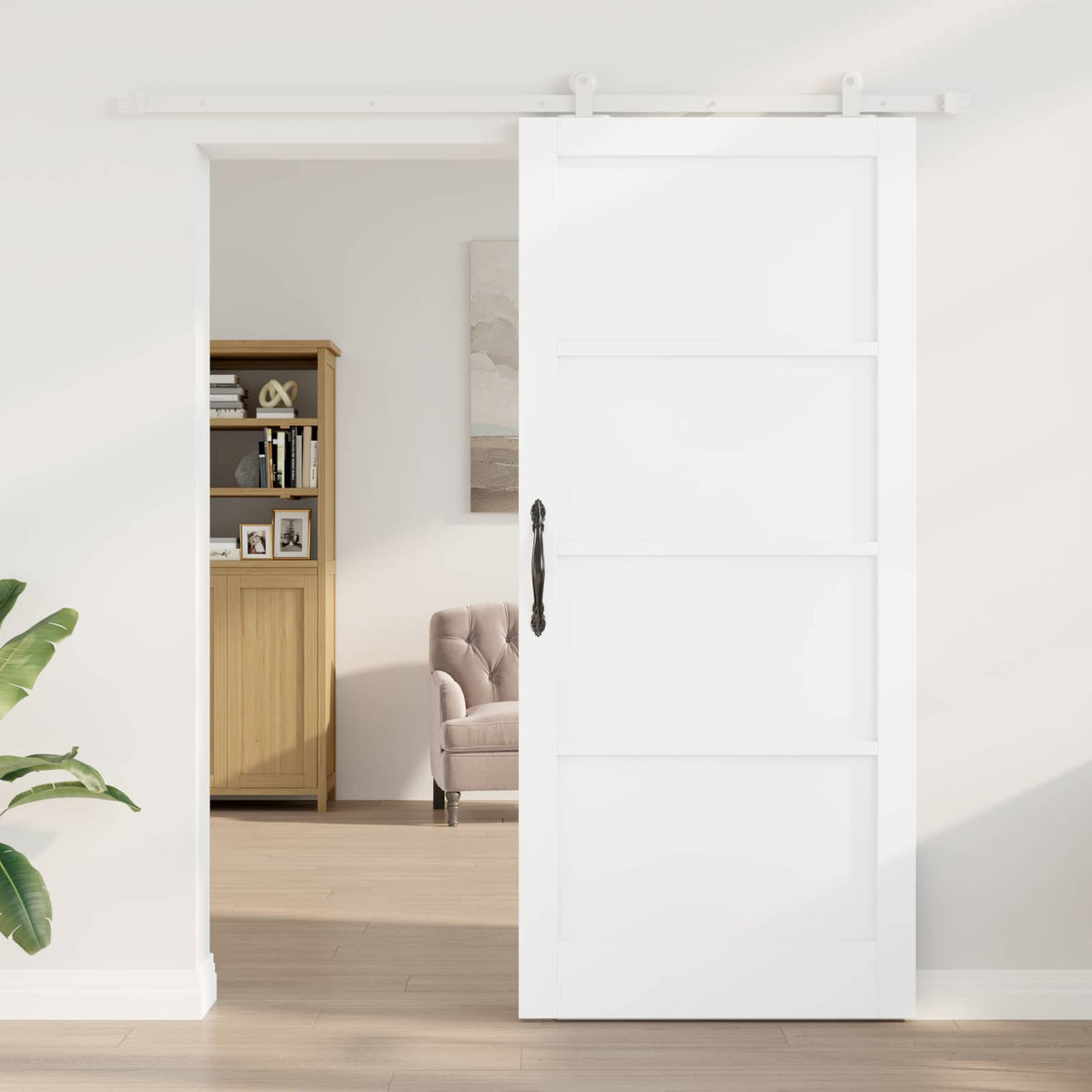 Συρόμενη Πόρτα 93 x 211 cm Επεξεργασμένο Ξύλο Λευκό - Pakobazaar