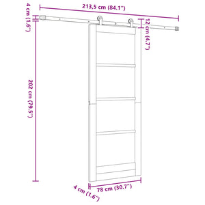 Συρόμενη Πόρτα ORKDAL 78 x 202 cm Επεξεργασμένο Ξύλο - Pakobazaar