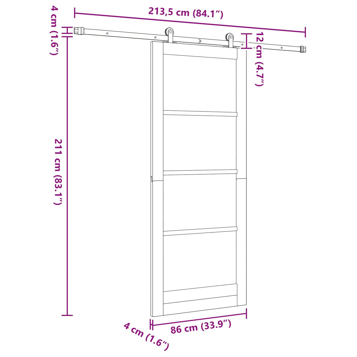 Συρόμενη Πόρτα ORKDAL 86 x 211 cm Επεξεργασμένο Ξύλο - Pakobazaar