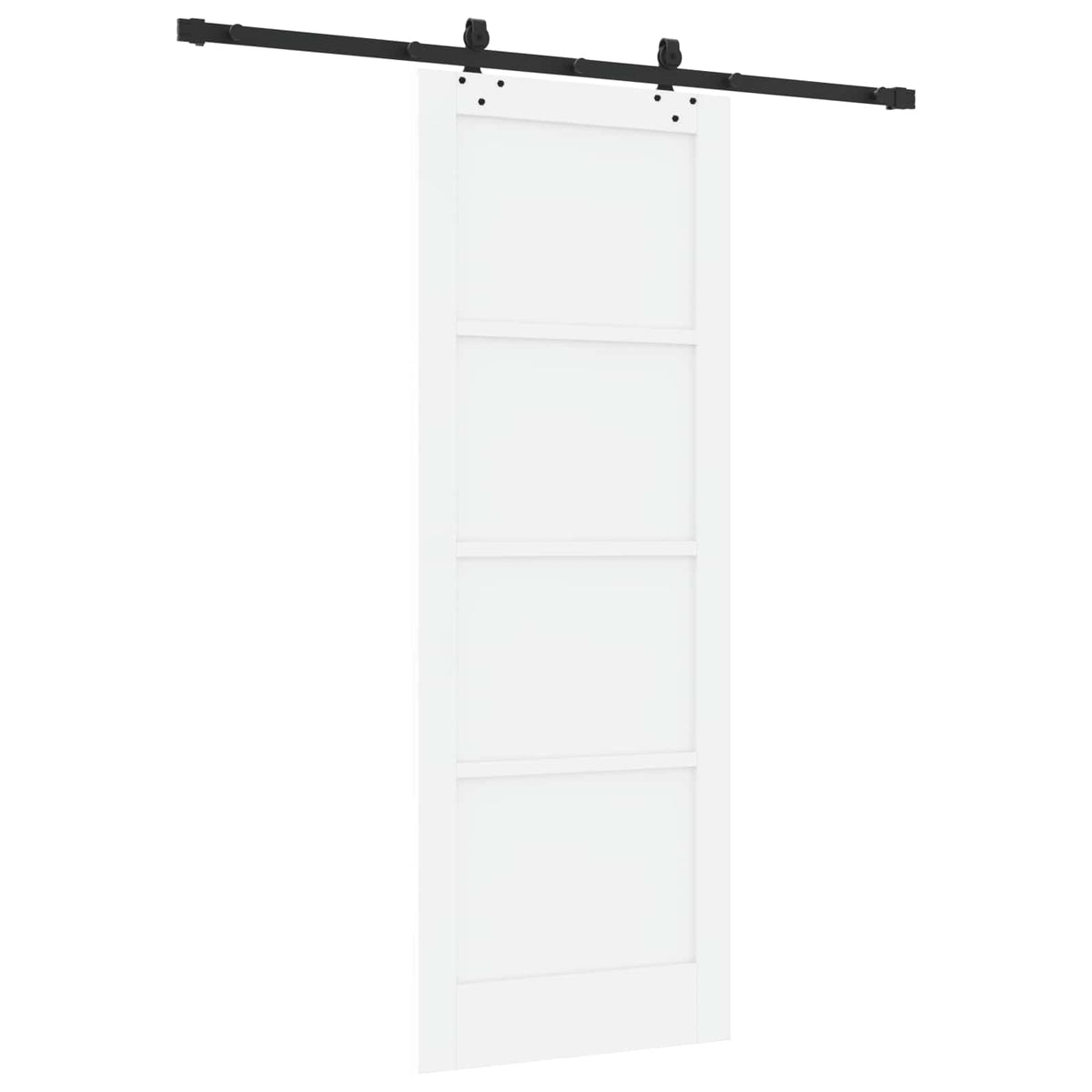 Συρόμενη Πόρτα 78 x 211 cm Επεξεργασμένο Ξύλο Λευκό και Μαύρο - Pakobazaar