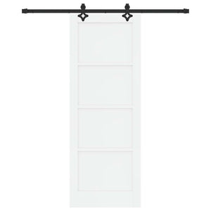 Συρόμενη Πόρτα 78 x 211 cm Επεξεργασμένο Ξύλο Λευκό και Μαύρο - Pakobazaar