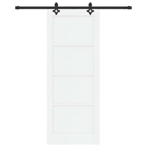 Συρόμενη Πόρτα 83 x 211 cm Επεξεργασμένο Ξύλο Λευκό και Μαύρο - Pakobazaar