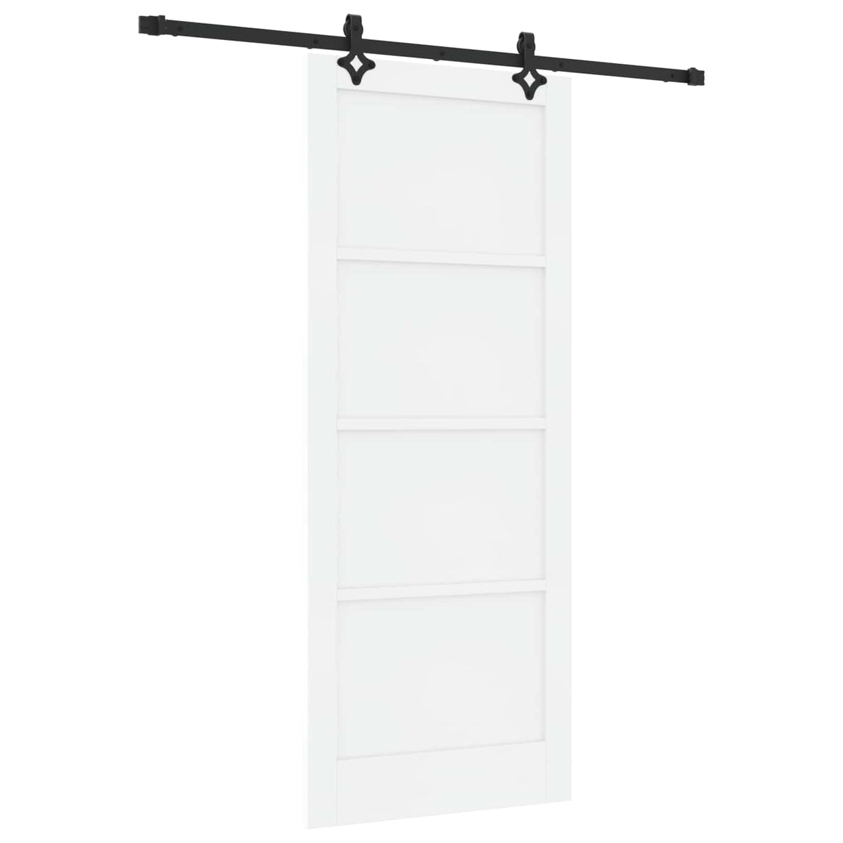 Συρόμενη Πόρτα 86 x 211 cm Επεξεργασμένο Ξύλο Λευκό και Μαύρο - Pakobazaar