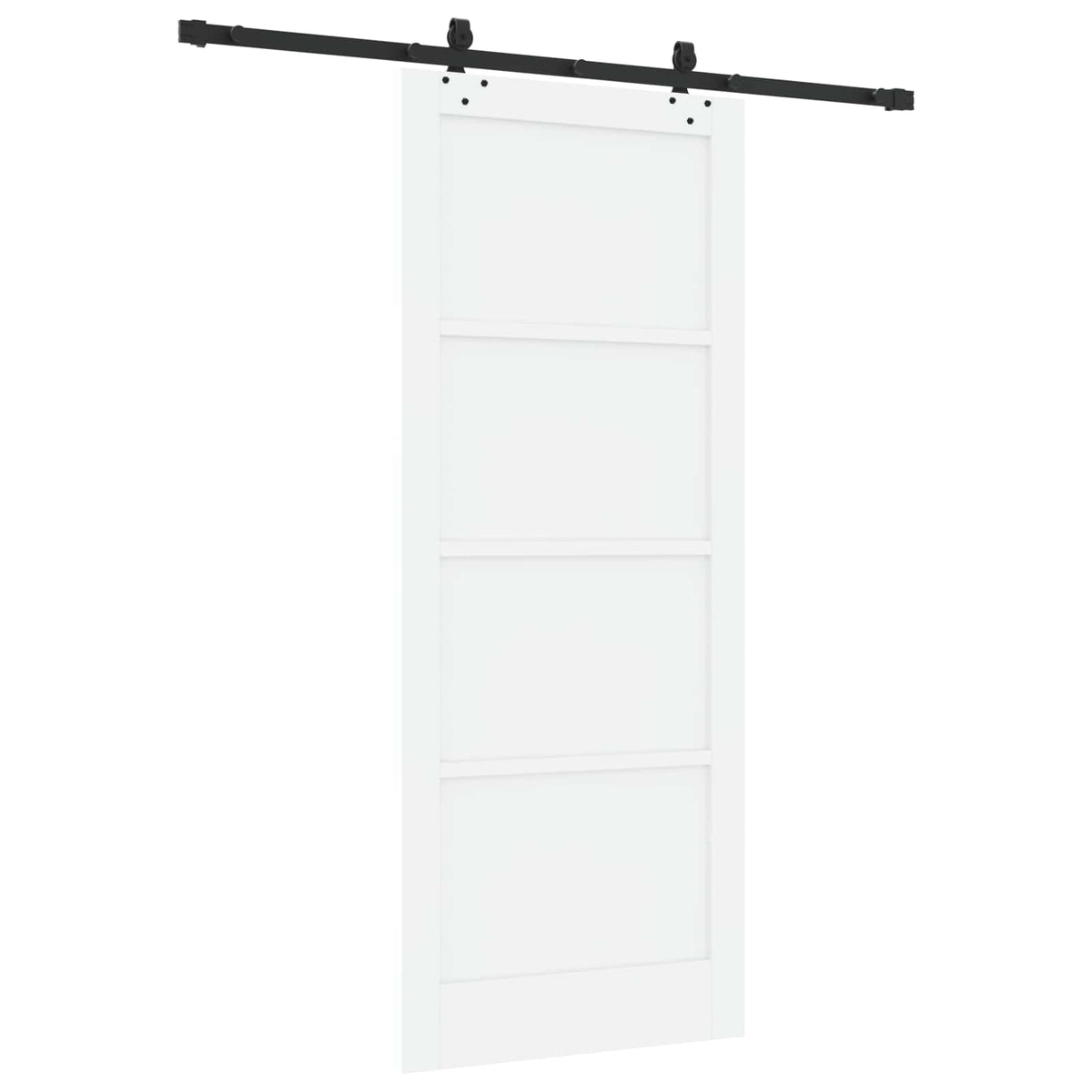 Συρόμενη Πόρτα 86 x 211 cm Επεξεργασμένο Ξύλο Λευκό και Μαύρο - Pakobazaar