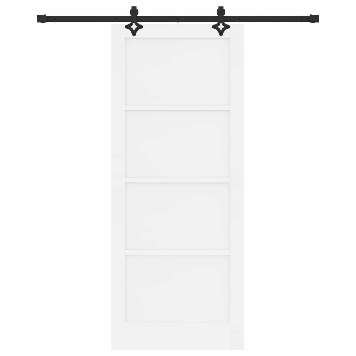 Συρόμενη Πόρτα 86 x 211 cm Επεξεργασμένο Ξύλο Λευκό και Μαύρο - Pakobazaar