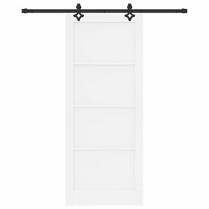 Συρόμενη Πόρτα 86 x 211 cm Επεξεργασμένο Ξύλο Λευκό και Μαύρο - Pakobazaar