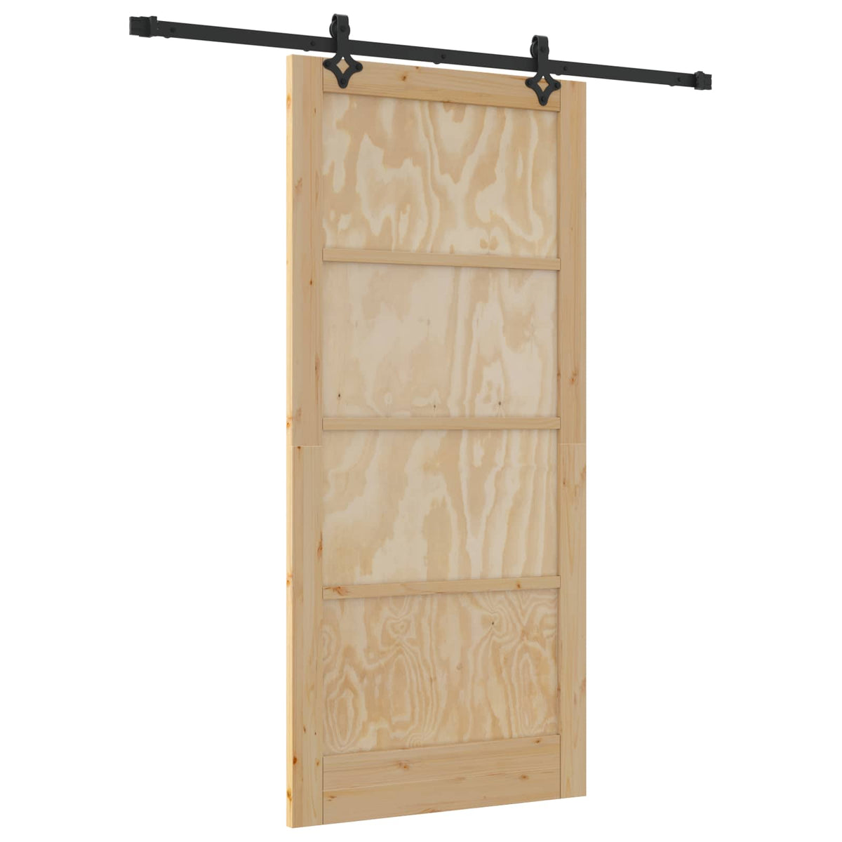 Συρόμενη Πόρτα 93 x 202 cm Επεξεργασμένο Ξύλο Φυσικό και Μαύρο - Pakobazaar