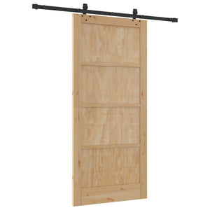 Συρόμενη Πόρτα 93 x 202 cm Επεξεργασμένο Ξύλο Φυσικό και Μαύρο - Pakobazaar