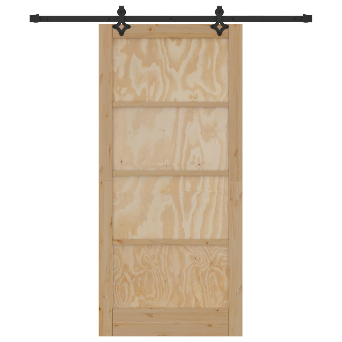Συρόμενη Πόρτα 93 x 202 cm Επεξεργασμένο Ξύλο Φυσικό και Μαύρο - Pakobazaar