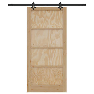 Συρόμενη Πόρτα 93 x 202 cm Επεξεργασμένο Ξύλο Φυσικό και Μαύρο - Pakobazaar