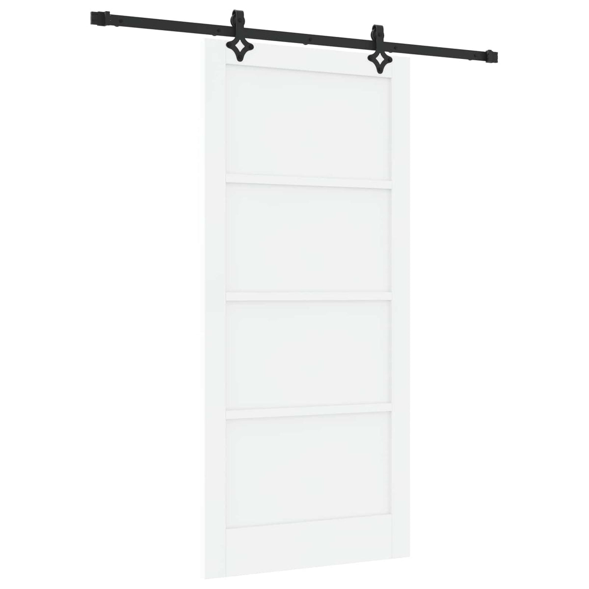 Συρόμενη Πόρτα 93 x 202 cm Επεξεργασμένο Ξύλο Λευκό και Μαύρο - Pakobazaar