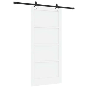 Συρόμενη Πόρτα 93 x 202 cm Επεξεργασμένο Ξύλο Λευκό και Μαύρο - Pakobazaar
