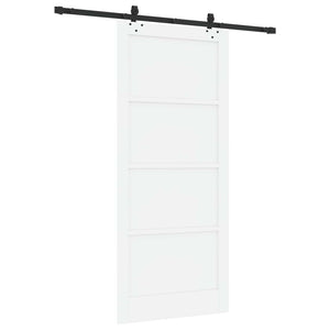 Συρόμενη Πόρτα 93 x 211 cm Επεξεργασμένο Ξύλο Λευκό και Μαύρο - Pakobazaar