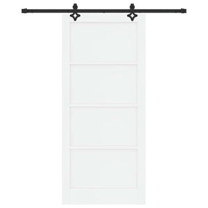 Συρόμενη Πόρτα 93 x 211 cm Επεξεργασμένο Ξύλο Λευκό και Μαύρο - Pakobazaar