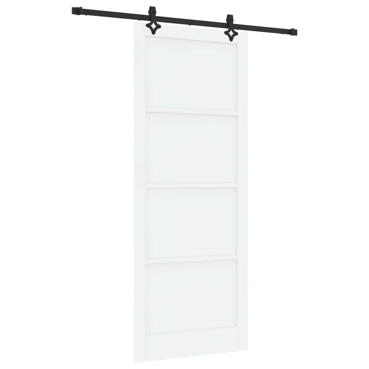 Συρόμενη Πόρτα 93 x 232 cm Επεξεργασμένο Ξύλο Λευκό και Μαύρο - Pakobazaar