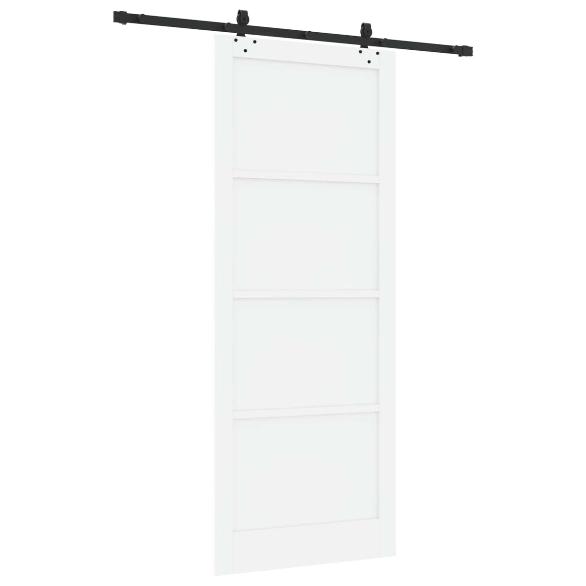 Συρόμενη Πόρτα 93 x 232 cm Επεξεργασμένο Ξύλο Λευκό και Μαύρο - Pakobazaar
