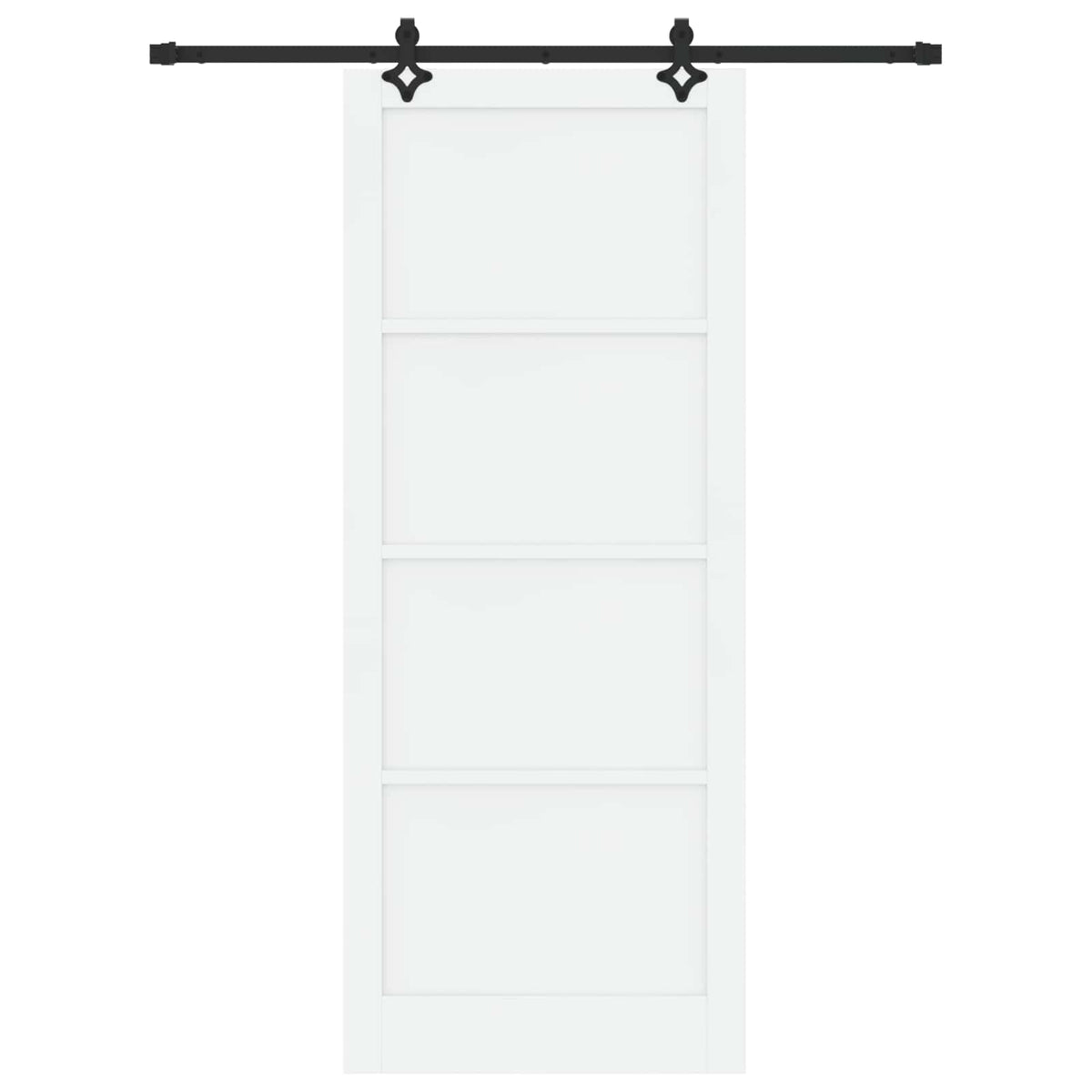 Συρόμενη Πόρτα 93 x 232 cm Επεξεργασμένο Ξύλο Λευκό και Μαύρο - Pakobazaar