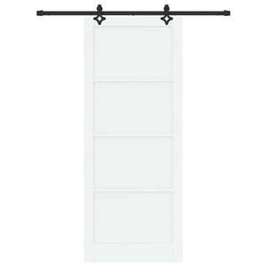 Συρόμενη Πόρτα 93 x 232 cm Επεξεργασμένο Ξύλο Λευκό και Μαύρο - Pakobazaar