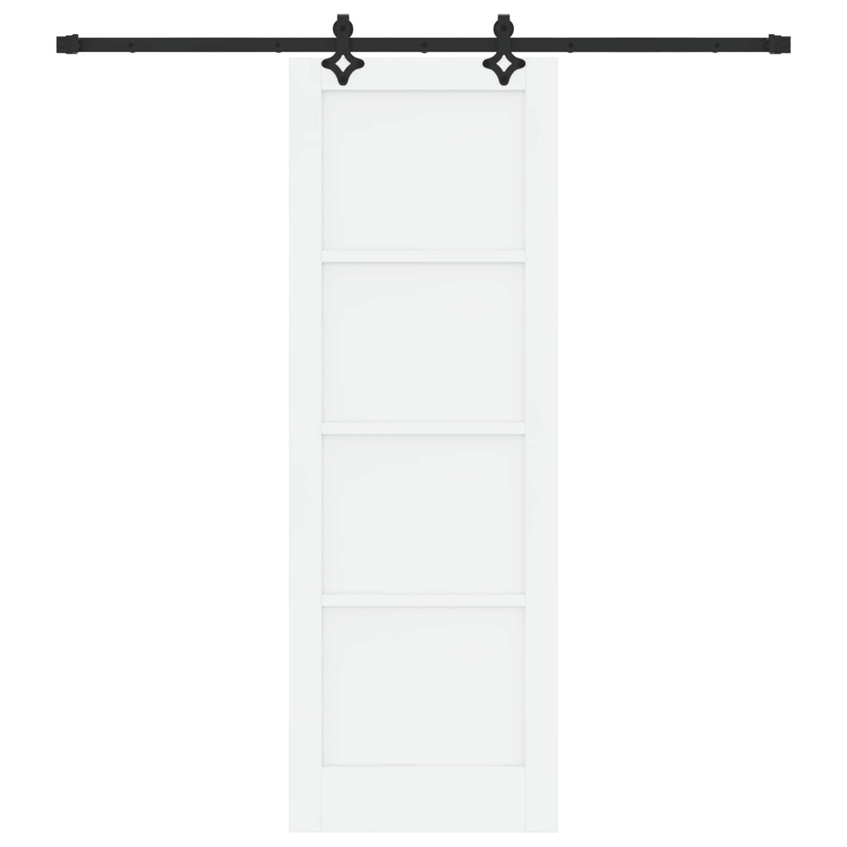 Συρόμενη Πόρτα 73,5 x 211 cm Επεξεργασμένο Ξύλο Λευκό και Μαύρο - Pakobazaar