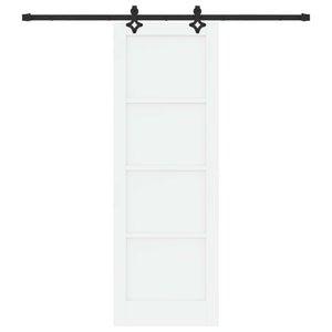 Συρόμενη Πόρτα 73,5 x 211 cm Επεξεργασμένο Ξύλο Λευκό και Μαύρο - Pakobazaar