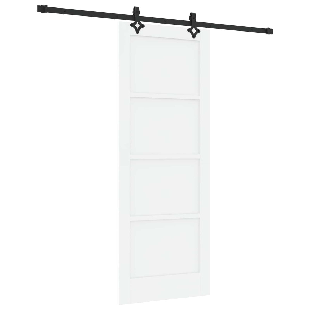 Συρόμενη Πόρτα 78 x 202 cm Επεξεργασμένο Ξύλο Λευκό και Μαύρο - Pakobazaar