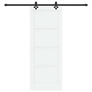 Συρόμενη Πόρτα 78 x 202 cm Επεξεργασμένο Ξύλο Λευκό και Μαύρο - Pakobazaar