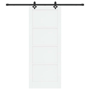 Συρόμενη Πόρτα 83 x 211 cm Επεξεργασμένο Ξύλο Λευκό και Μαύρο