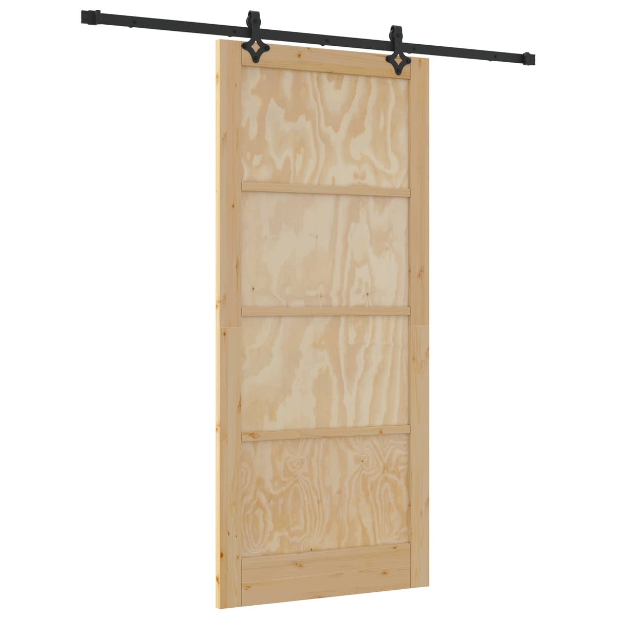 Συρόμενη Πόρτα 93 x 211 cm Επεξεργασμένο Ξύλο Φυσικό και Μαύρο - Pakobazaar