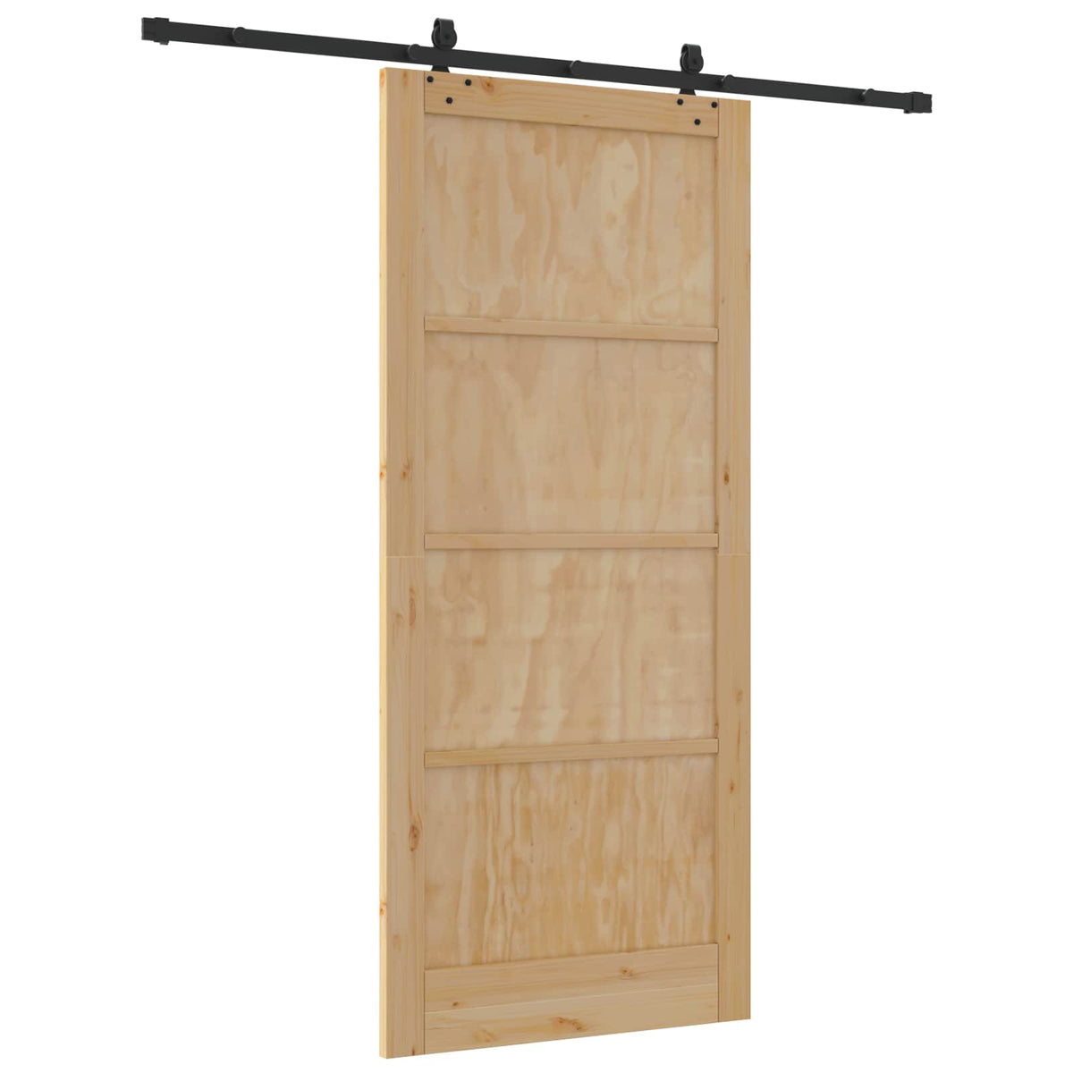 Συρόμενη Πόρτα 93 x 211 cm Επεξεργασμένο Ξύλο Φυσικό και Μαύρο - Pakobazaar
