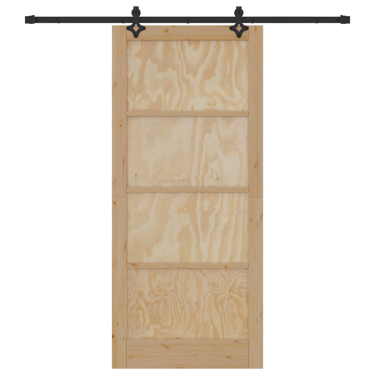 Συρόμενη Πόρτα 93 x 211 cm Επεξεργασμένο Ξύλο Φυσικό και Μαύρο - Pakobazaar