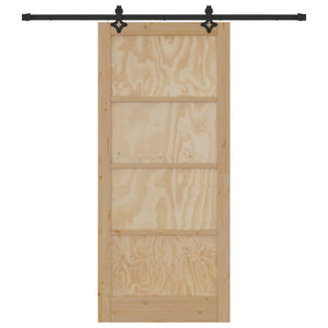 Συρόμενη Πόρτα 93 x 211 cm Επεξεργασμένο Ξύλο Φυσικό και Μαύρο - Pakobazaar