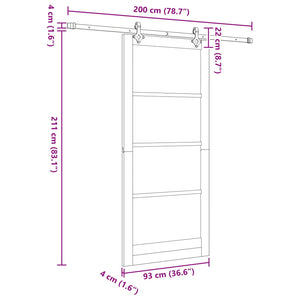 Συρόμενη Πόρτα 93 x 211 cm Επεξεργασμένο Ξύλο Φυσικό και Μαύρο - Pakobazaar