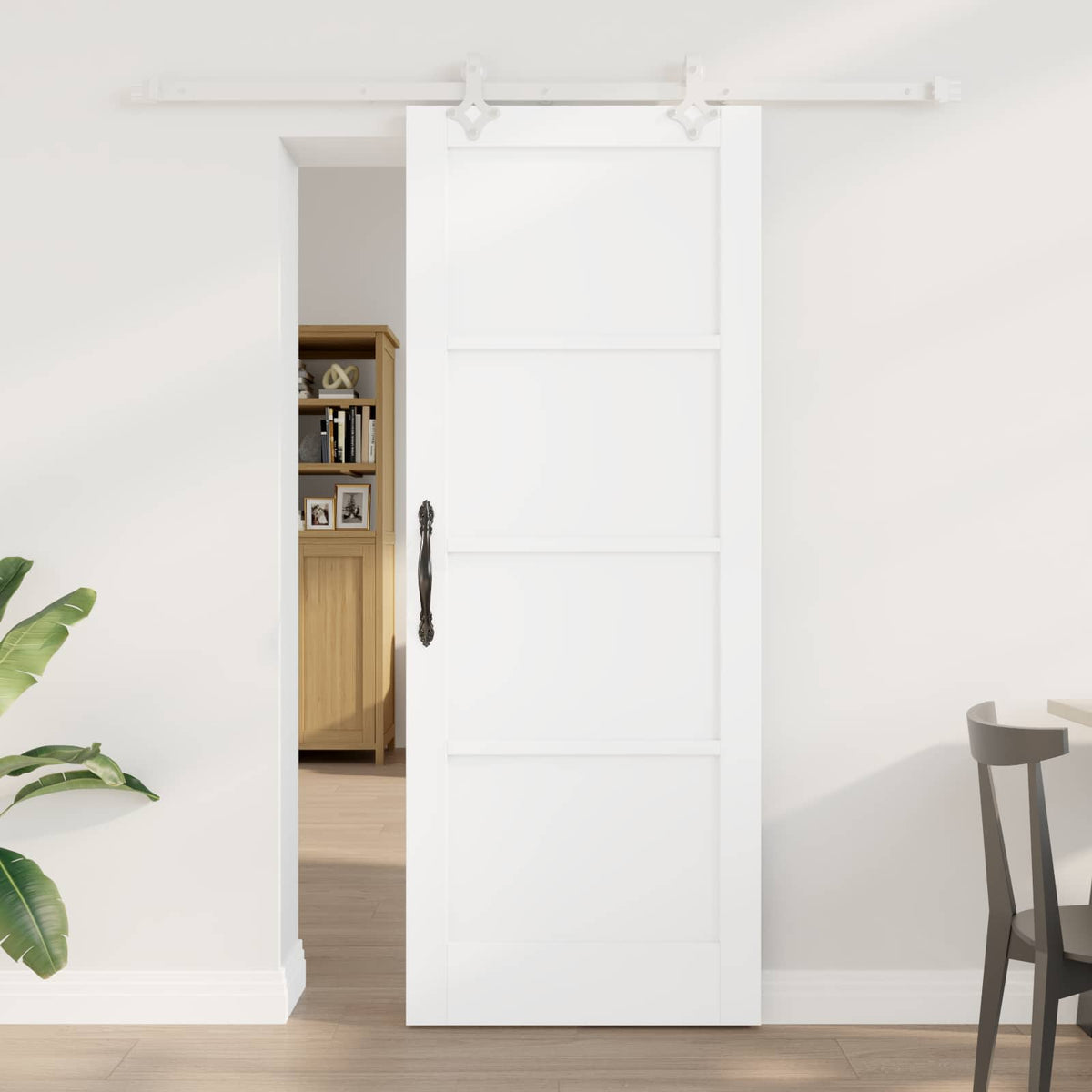 Συρόμενη Πόρτα 78 x 202 cm Επεξεργασμένο Ξύλο Λευκό - Pakobazaar