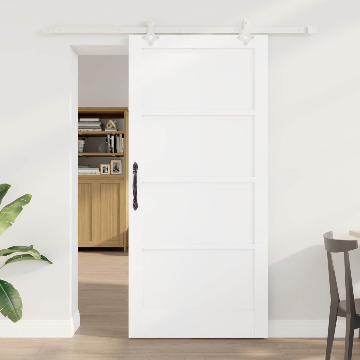 Συρόμενη Πόρτα 93 x 202 cm Επεξεργασμένο Ξύλο Λευκό