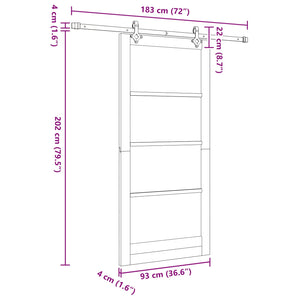 Συρόμενη Πόρτα 93 x 202 cm Επεξεργασμένο Ξύλο Λευκό